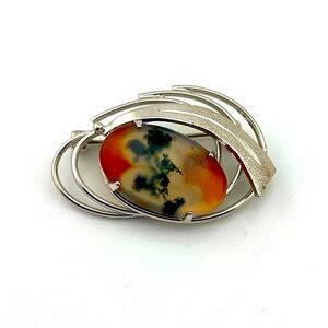 Moss Agate Silver Toned  Brooch Bundle 3/$15